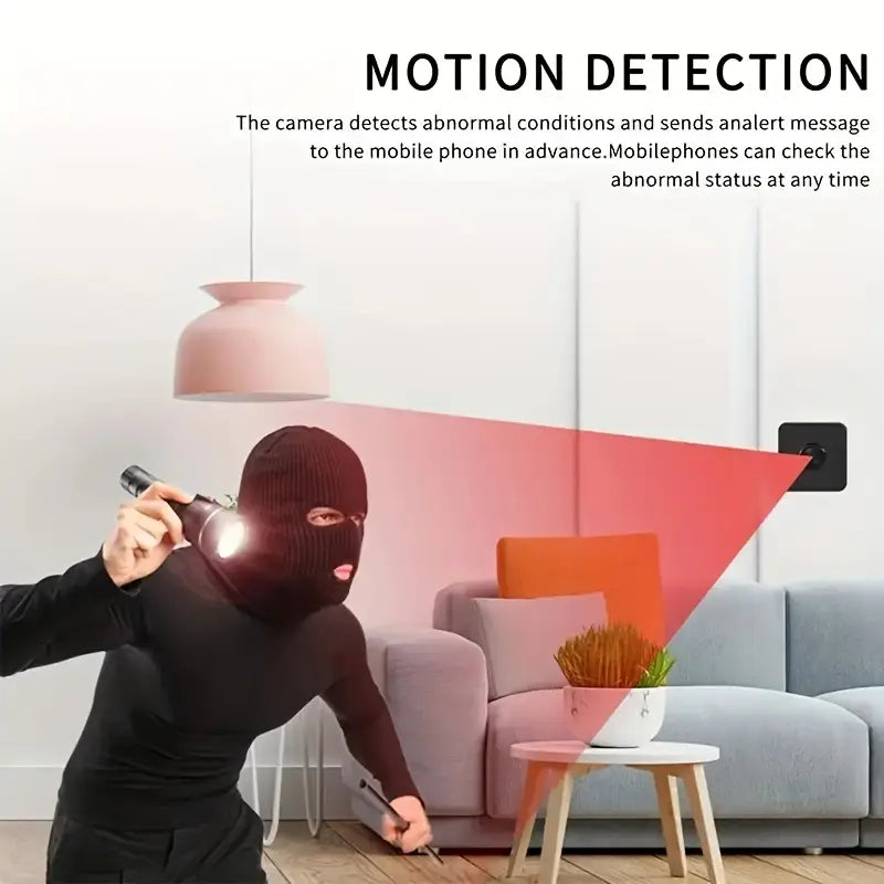 Night Vision Wireless Spy Camera – 1296P HD, 360° Rotation, 2.4GHz/5GHz WiFi, Tiny & Covert, Black