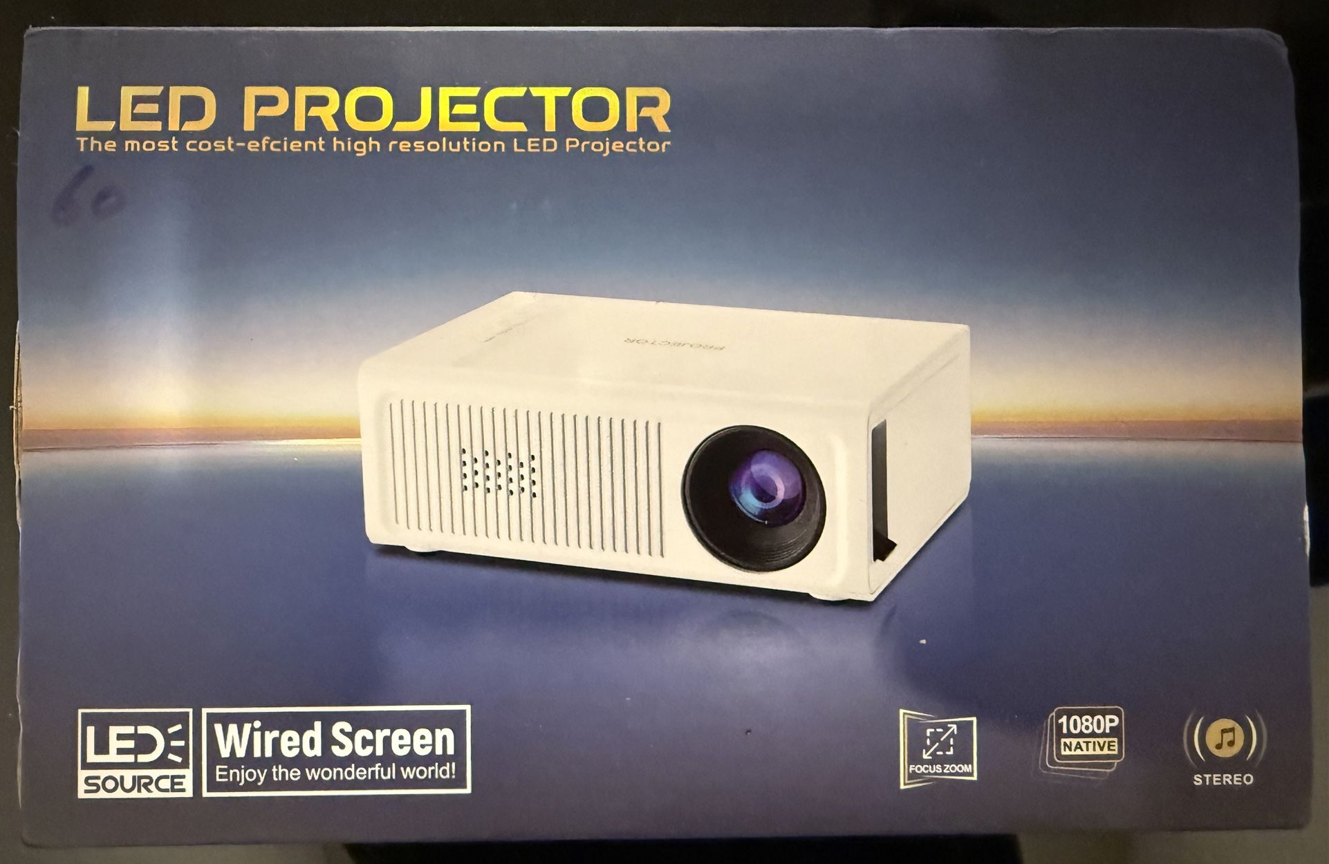 High Brightness LED Projector with 1.1x Optical Zoom, USB & HDMI