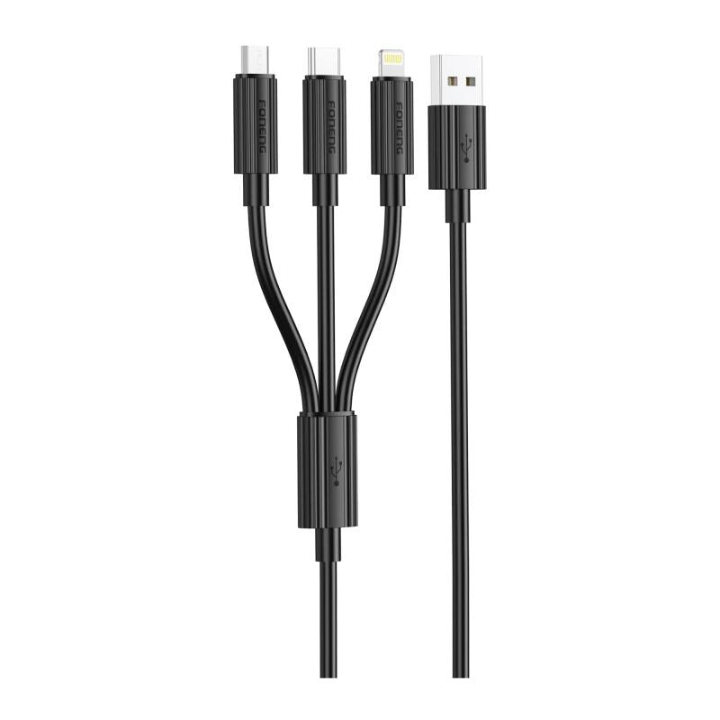 Foneng XS07 3-in-1 Fast Charging Cable 3A | USB to Type-C / Lightning / Micro USB 1.2M