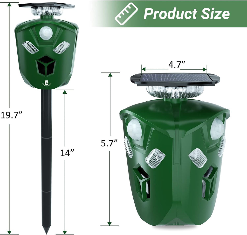 Redeo Ultrasonic Animal Repeller Solar Cat Repellent Outdoor Deer Repellent Devices with 360 Degree Motion Activated Flashing Lights Dog Repellent for Yard, Repel Squirrel Raccoon Skunk Fox & More