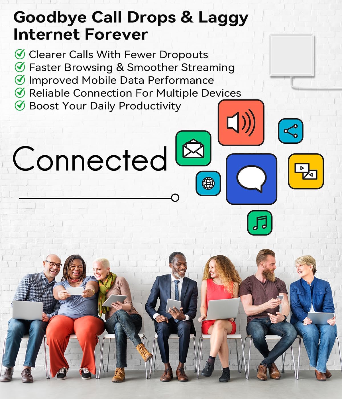 Cell Phone Signal Booster for Home – 5G & 4G LTE, All U.S. Carriers, Up to 5000 sq ft (USED)