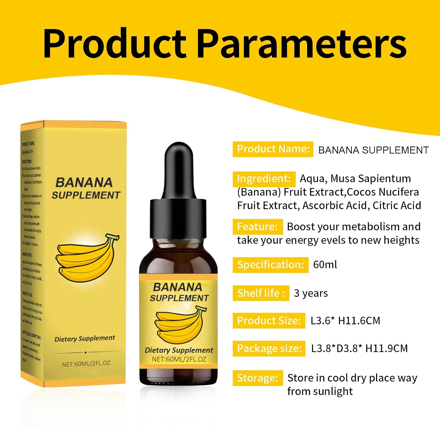 Banana Dietary Liquid Drops, Natural Banana Liquid Extract Drops, Banana Liquid Drops for Men & Women 2pcs