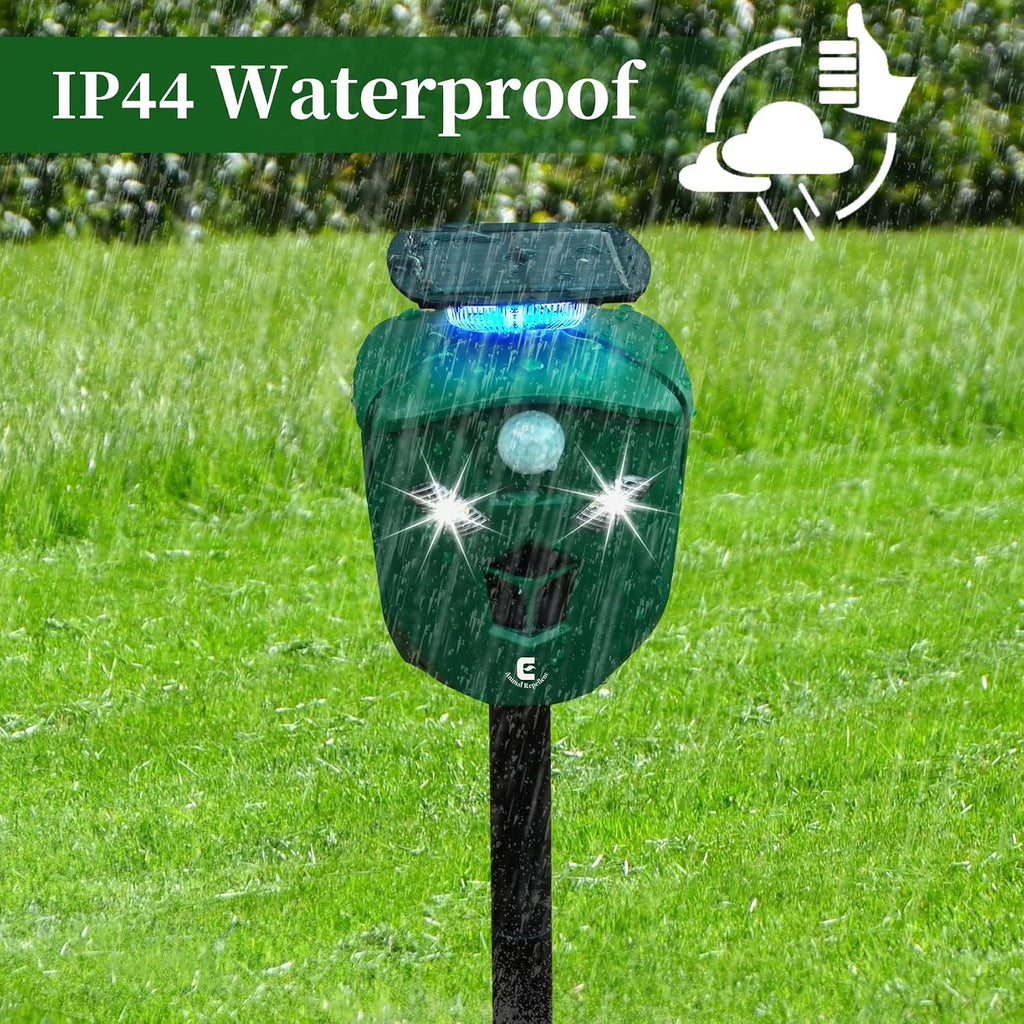Redeo Ultrasonic Animal Repeller Solar Cat Repellent Outdoor Deer Repellent Devices with 360 Degree Motion Activated Flashing Lights Dog Repellent for Yard, Repel Squirrel Raccoon Skunk Fox & More