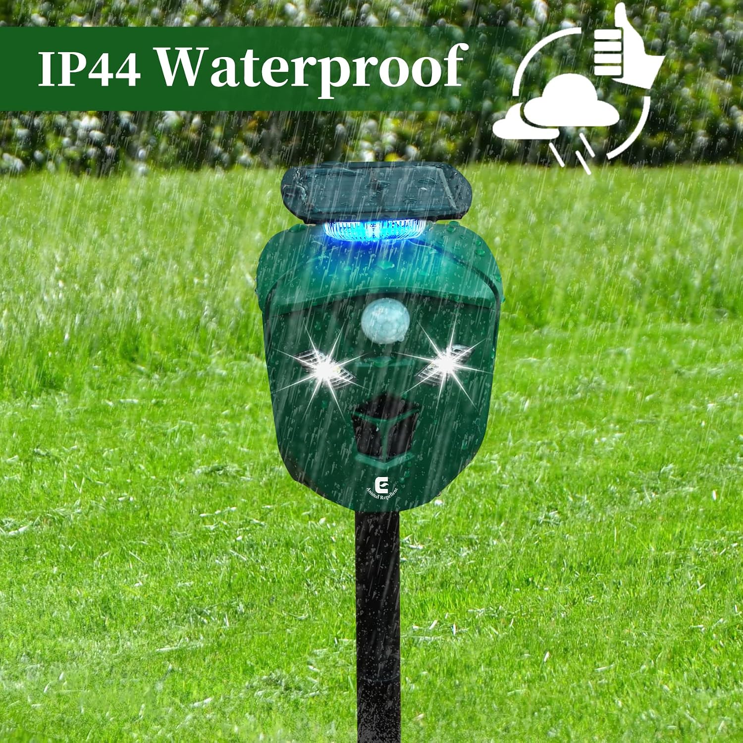 Redeo Ultrasonic Animal Repeller Solar Cat Repellent Outdoor Deer Repellent Devices with 360 Degree Motion Activated Flashing Lights Dog Repellent for Yard, Repel Squirrel Raccoon Skunk Fox & More