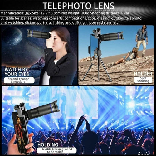 Dragon 36X Mobile Phone Lens Kit with Tripod – 4-in-1 Photography Set