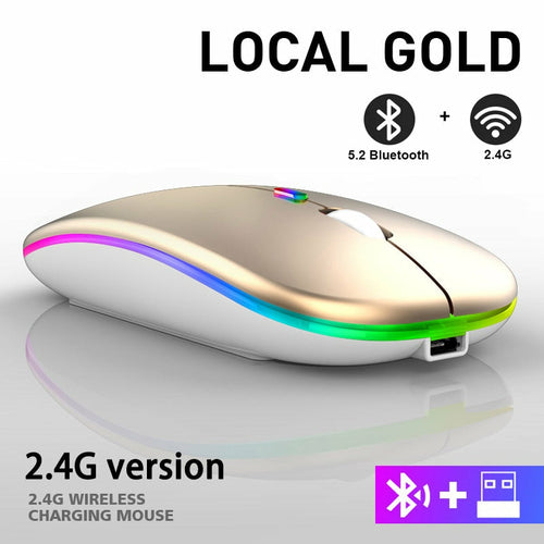 RGB Wireless Bluetooth Mouse – Rechargeable with Adjustable DPI