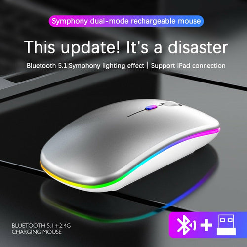 RGB Wireless Bluetooth Mouse – Rechargeable with Adjustable DPI