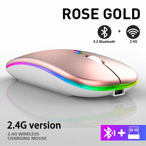 RGB Wireless Bluetooth Mouse – Rechargeable with Adjustable DPI