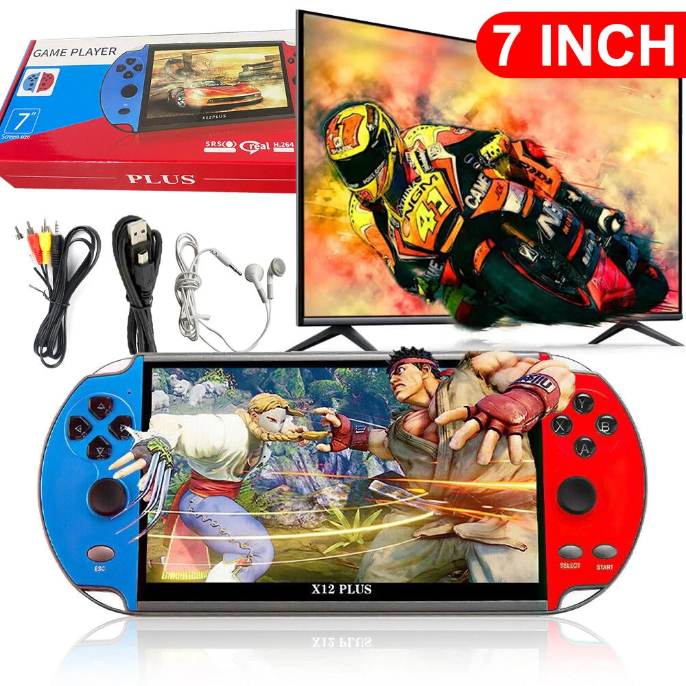X12 Plus 7" Retro Handheld Game Console - 10,000 Built-In Games