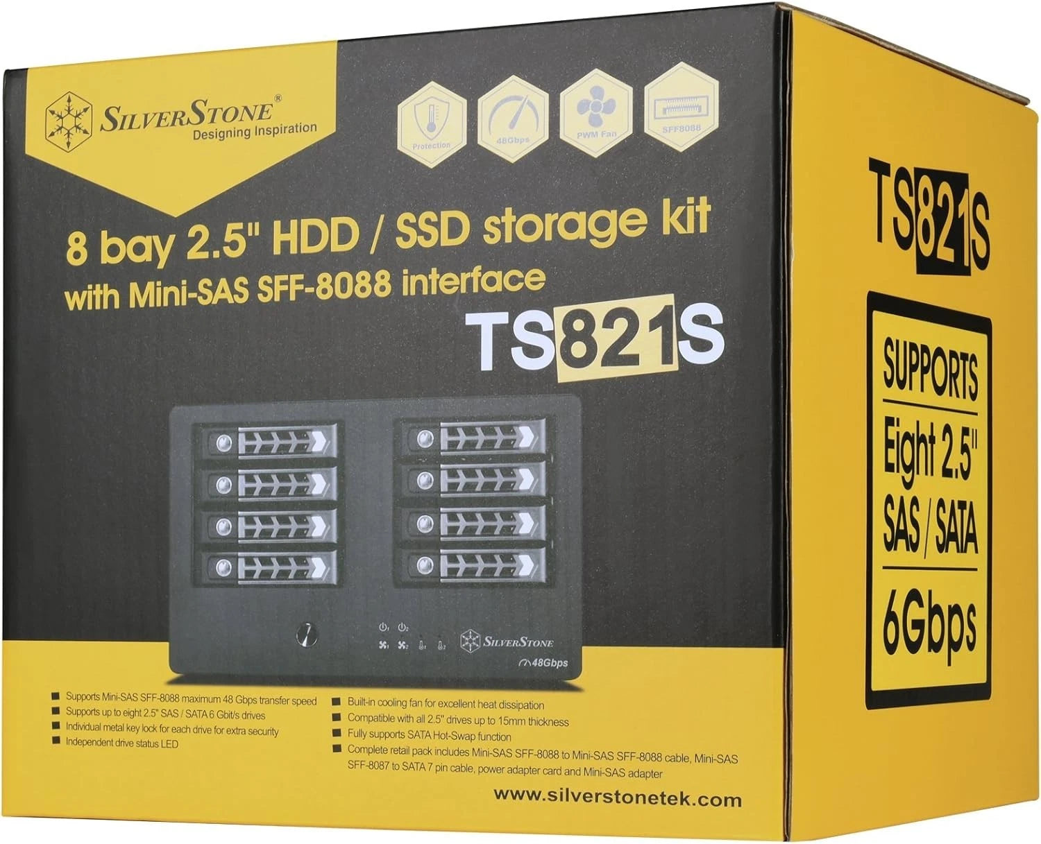 Silverstone Tek RL-TS821S 8-Bay 2.5" SAS/SATA Hard Drive Enclosure to Mini-SAS